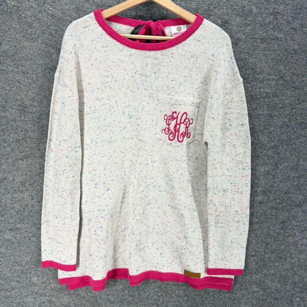 Marleylilly Sweater Pullover Women L/XL Gray Knit Wool Long Sleeve Round Neck